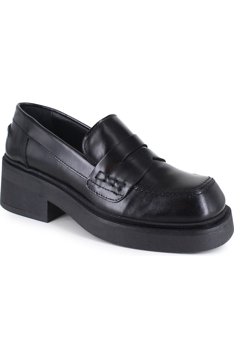 ZIGI Geraldine Platform Penny Loafer, Main, color, Black Leather