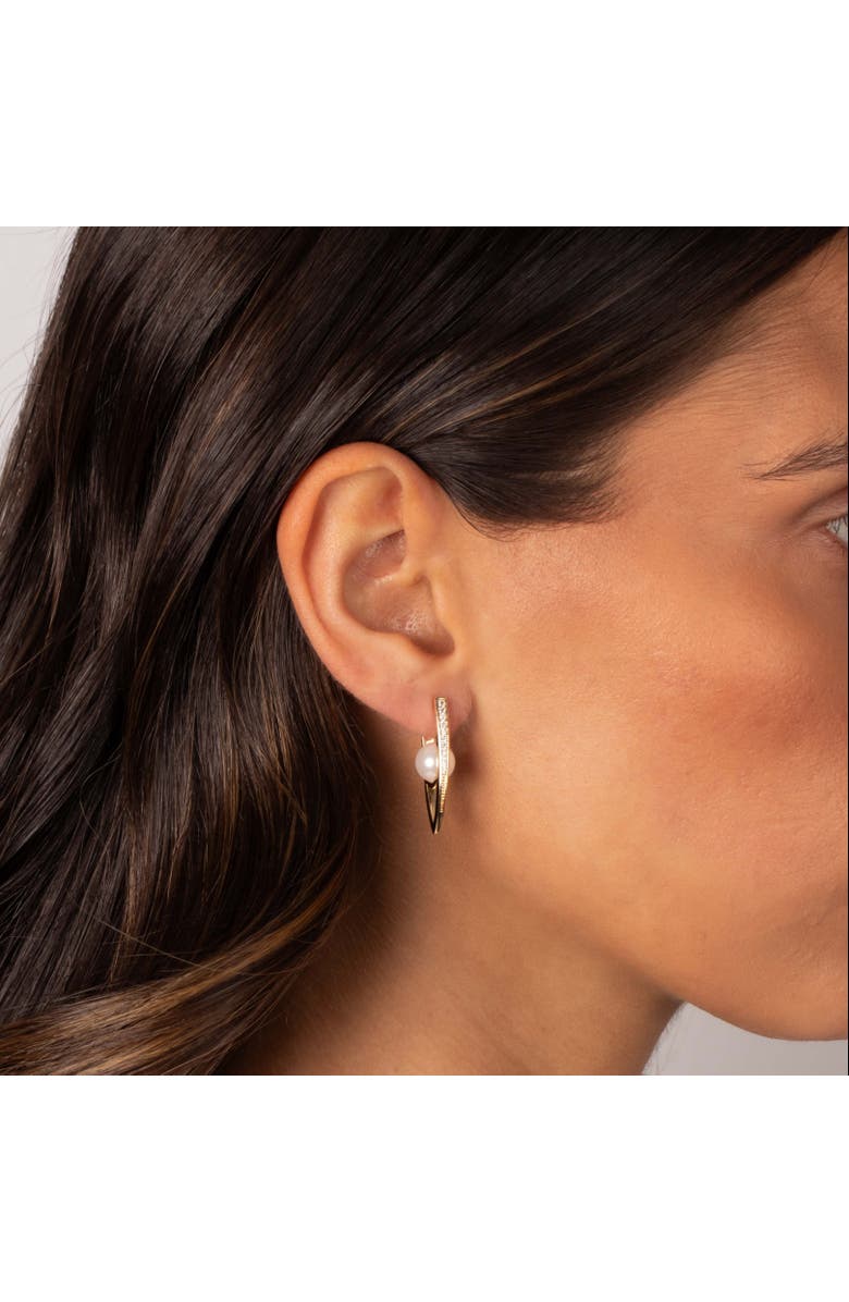 BY ADINA EDEN Pave 
Pearl Huggie Earring, Alternate, color, 