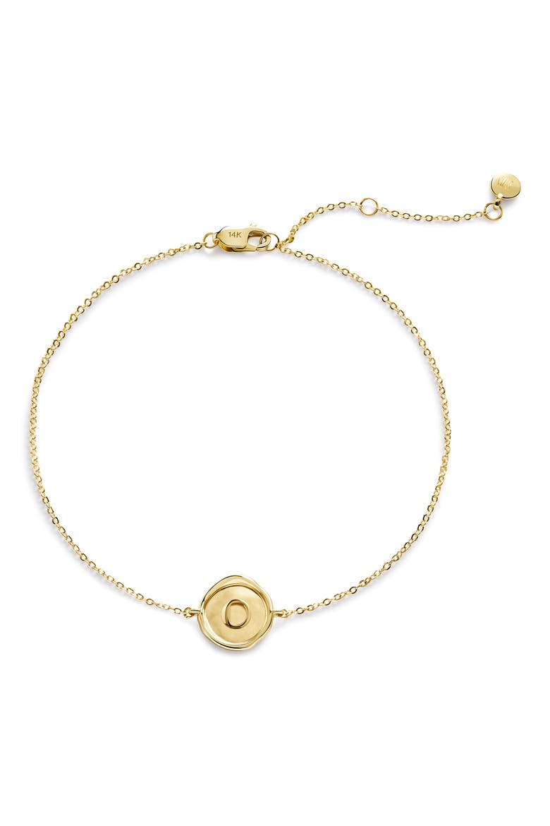 Initial Stamp Charm Bracelet , Main, color, 14KT SOLID GOLD O