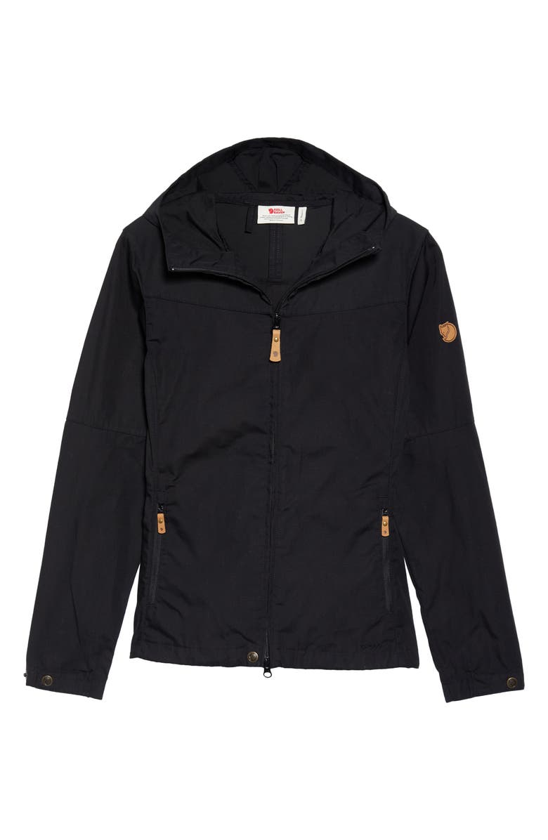 Fjällräven 'Stina' Hooded Water Resistant Jacket, Alternate, color, Black