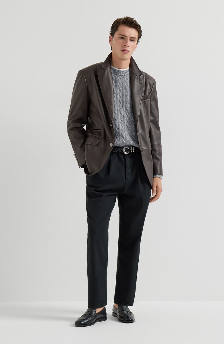 Brunello Cucinelli Cashmere vanisé cable knit sweater, Alternate, color, Dark Grey