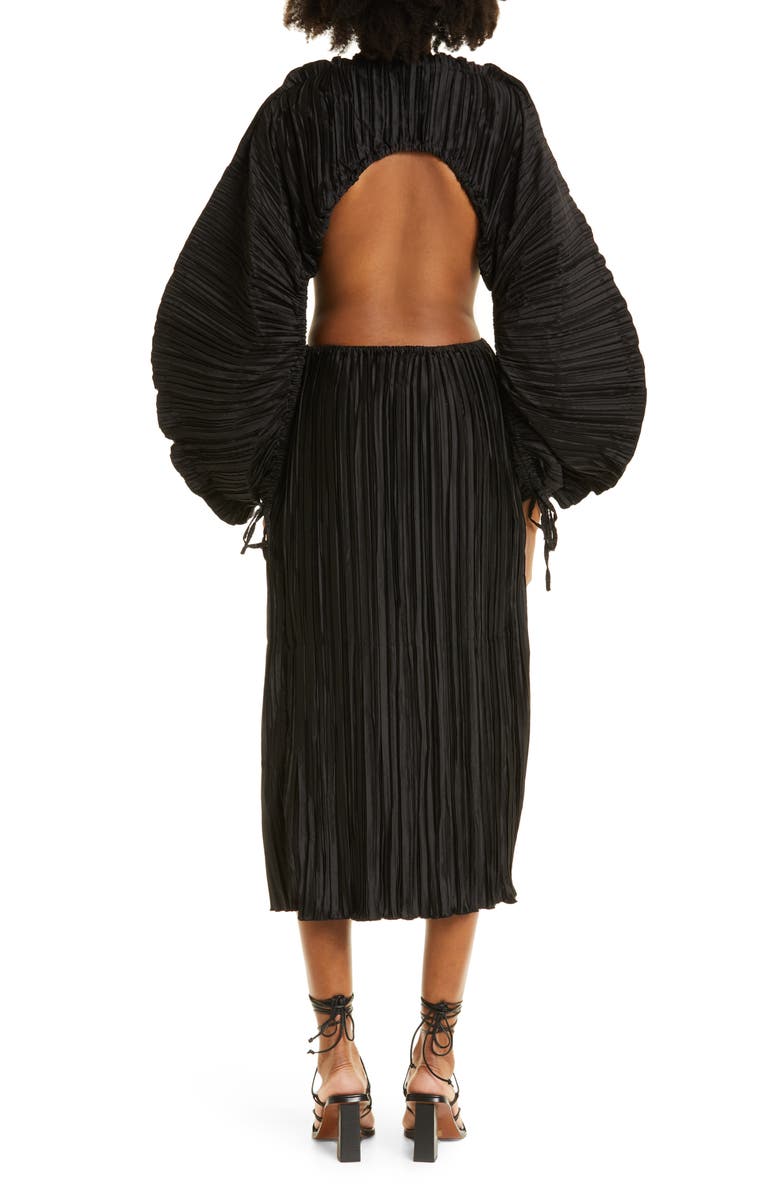 Cult Gaia Akilah Balloon Long Sleeve Front Cutout Plissé Dress, Alternate, color,