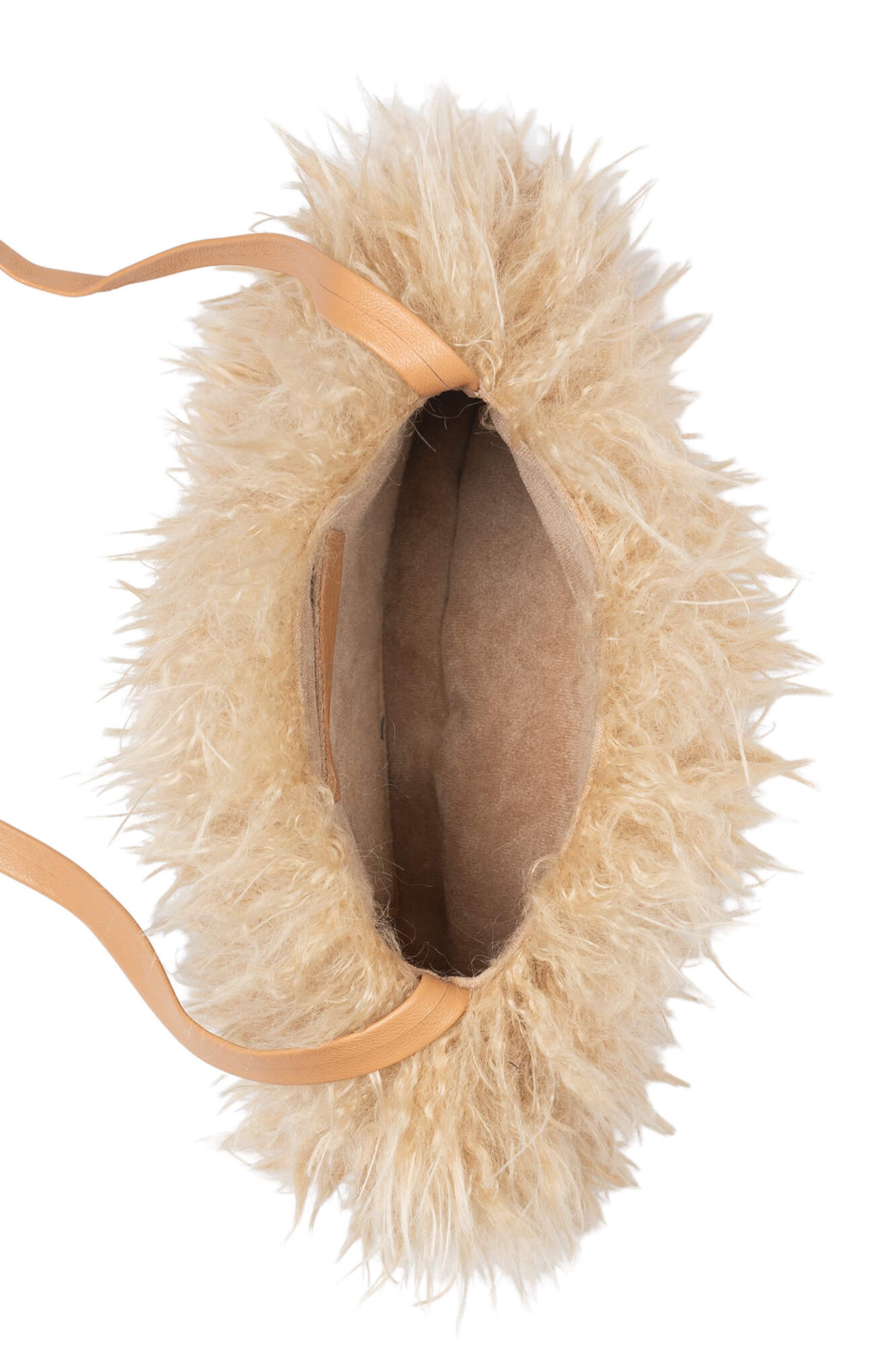 Jeffrey Campbell Bestowed Faux Fur Shoulder Bag, Alternate, color, Wheat