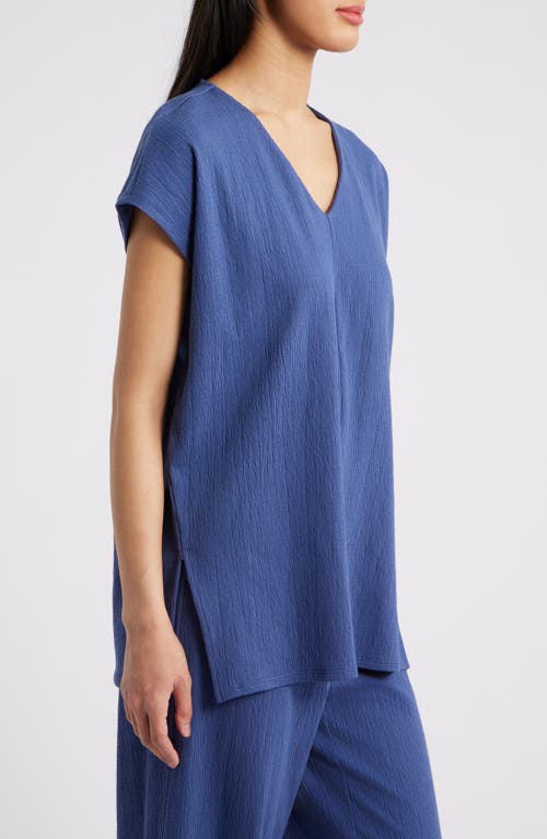 Eileen Fisher Cap Sleeve Boxy Tunic Top In Bluette