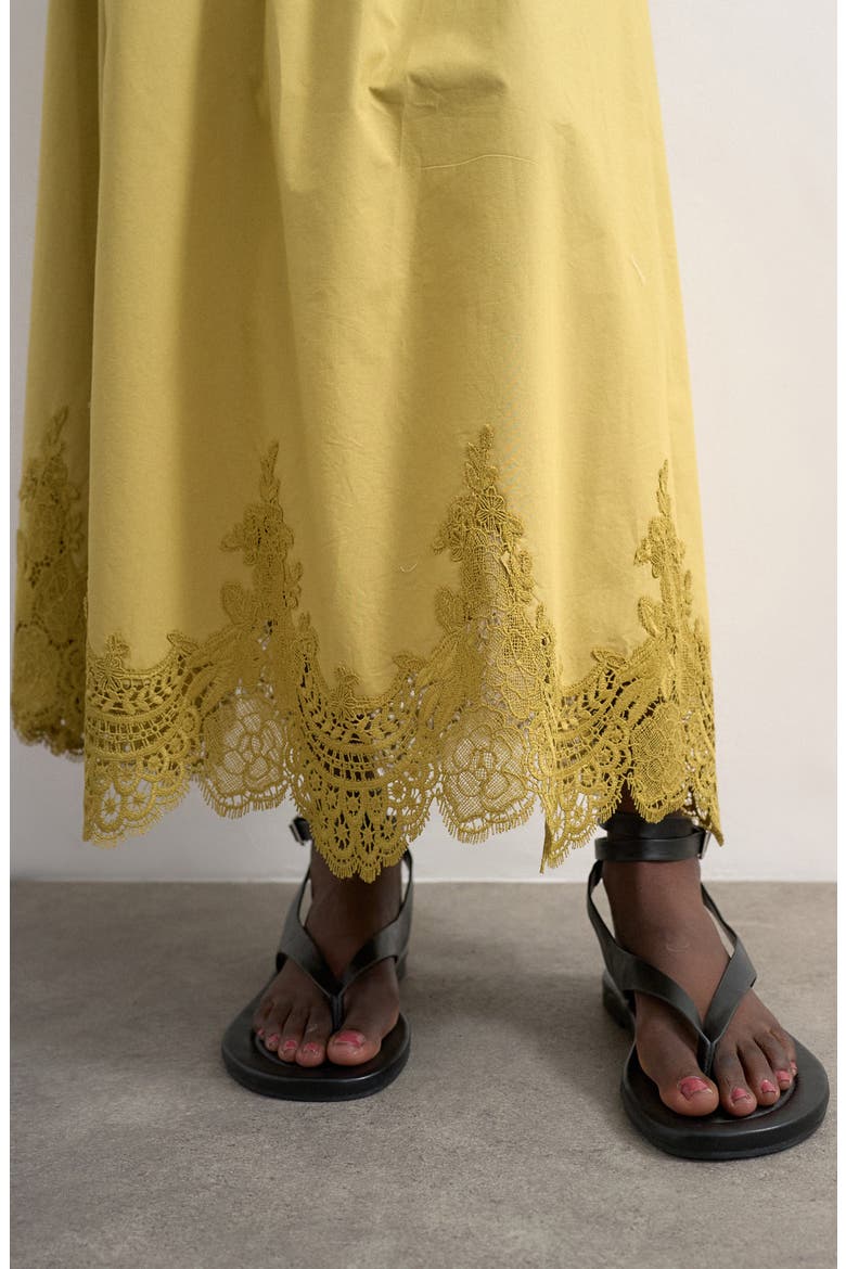 Lace Hem Full Maxi Skirt, Alternate, color, LGREEN