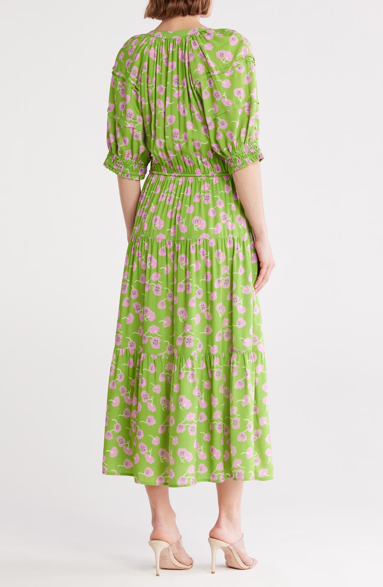 AREA STARS Tassel Tie Midi Dress, Alternate, color, Pink Green Floral Print