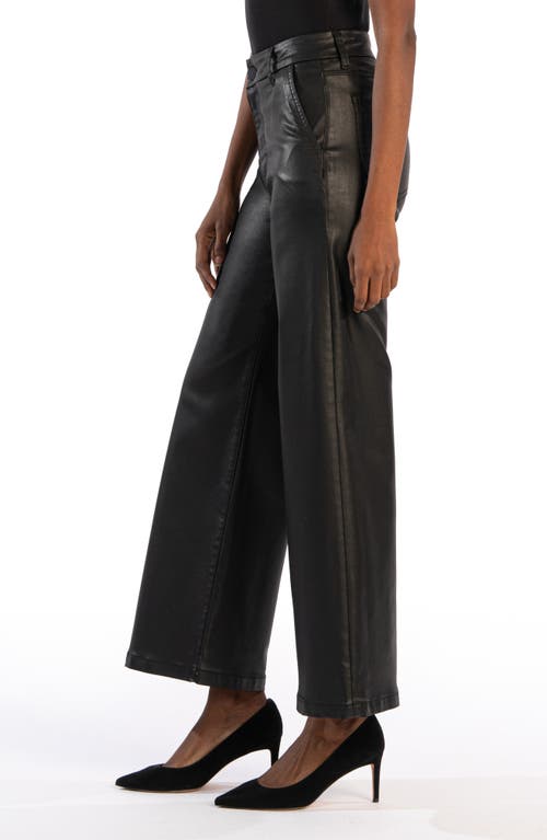 Kut From The Kloth Meg High Waist Coated Wide Leg Jeans In Black
