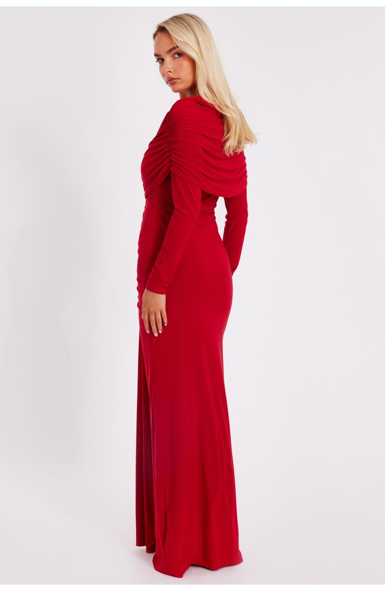 QUIZ ITY Maxi Dress with Draping, Alternate, color, Red