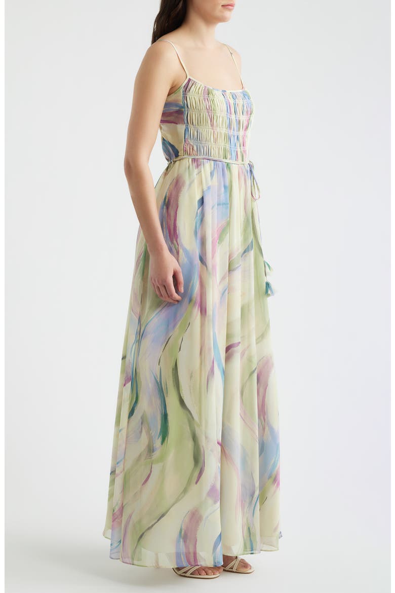 Abstract Print Chiffon Gown, Alternate, color, GREEN MULT