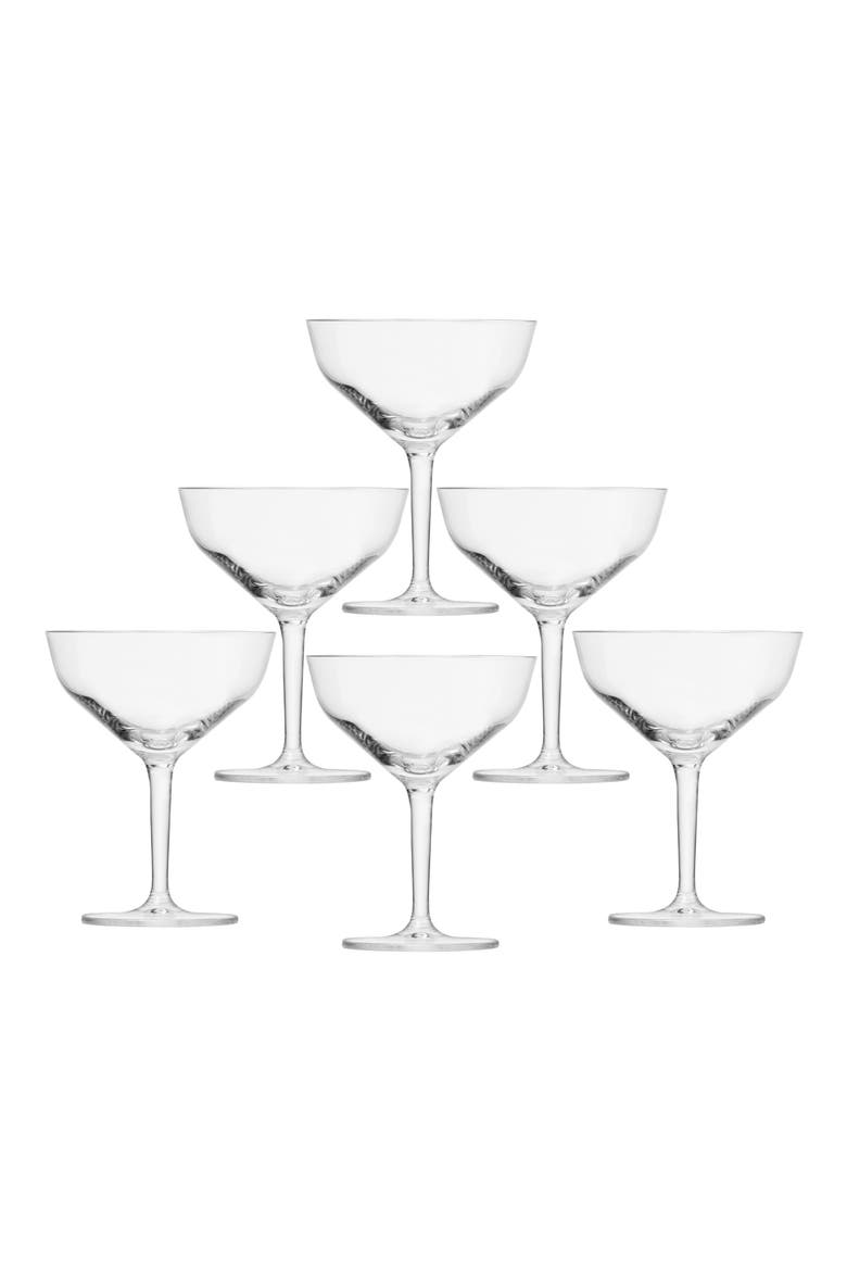 Basic Bar Set of 6 Martini Glasses, Main, color, CLEAR