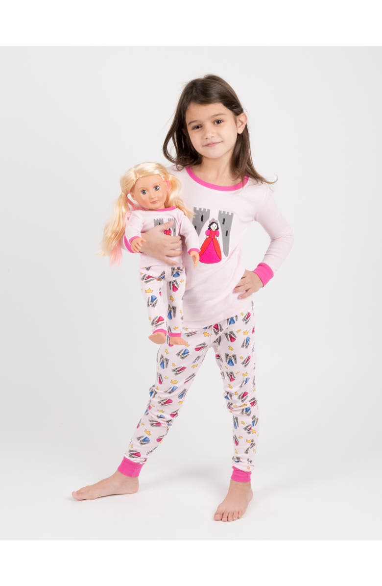 Leveret Girls Matching Doll Printed Cotton Pajamas, Fantasy & Character Prints, Alternate, color, Princess