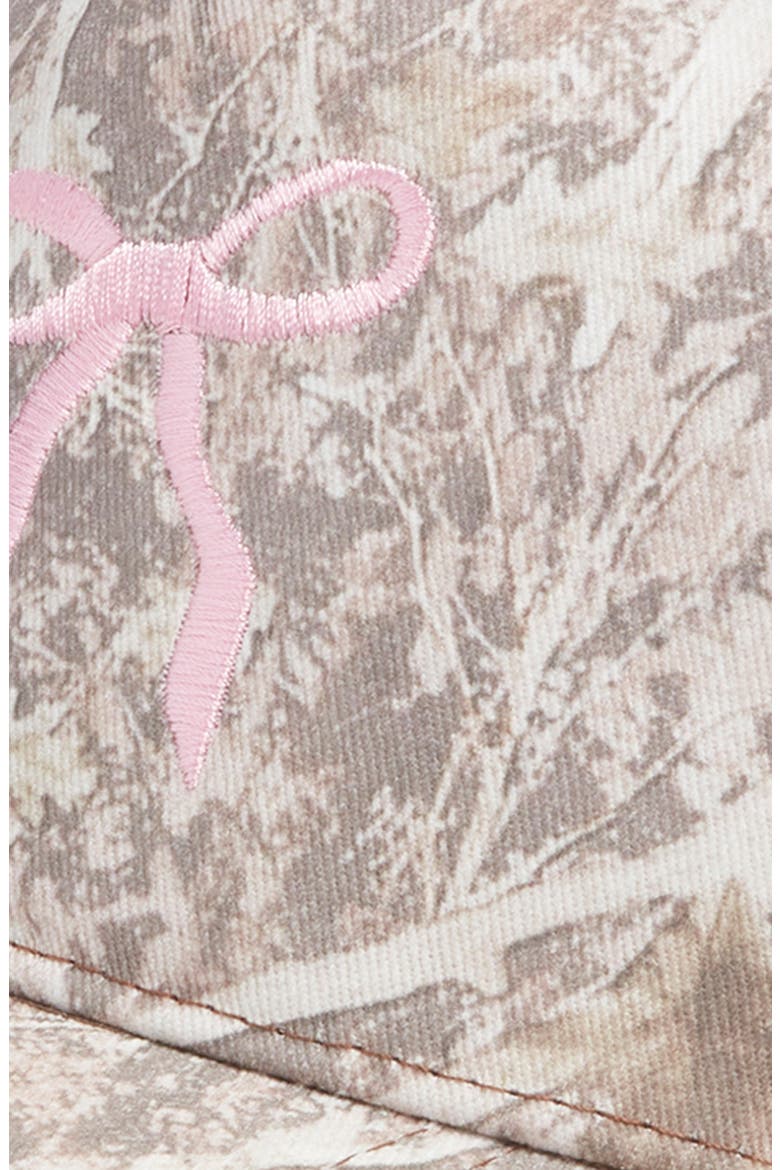 Embroidered Bow Snapback Hat, Alternate, color, CAMO