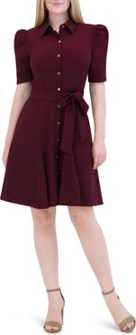 Eliza J Puff Sleeve Shirtdress