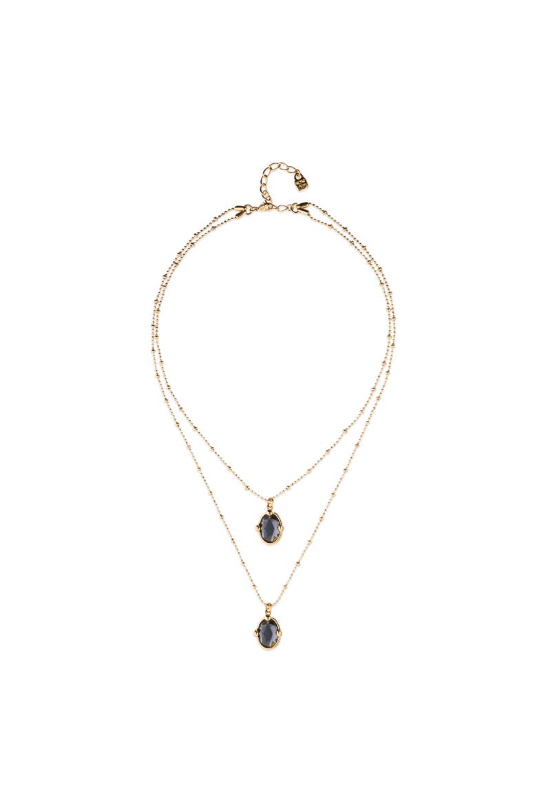 Double Necklace In 18K Gold And Small Faceted Crystals, Main, color, Gold