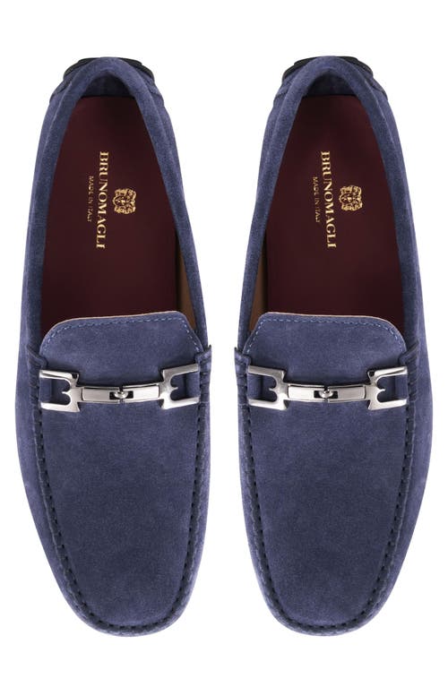 Bruno Magli Taso Bit Driving Loafer In Light Blue Suede