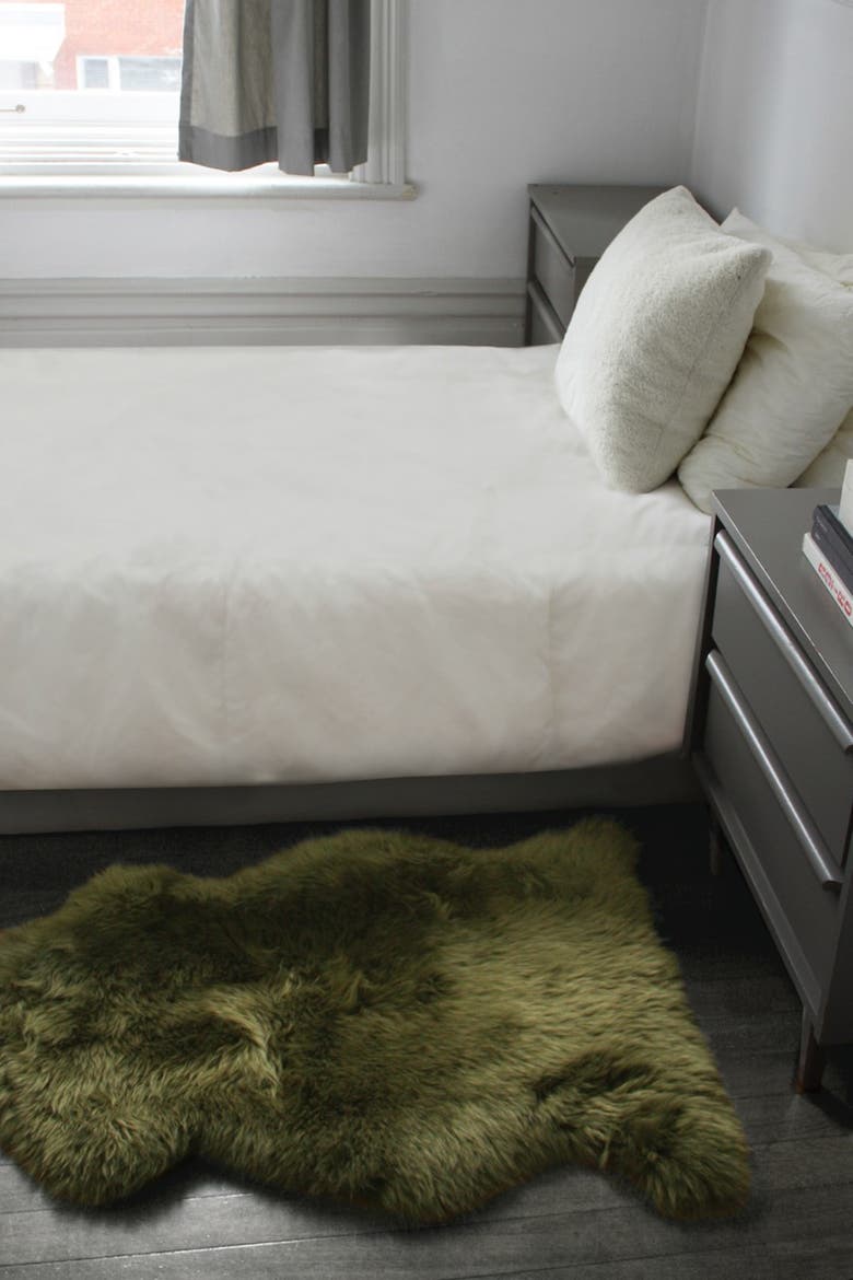 Milan Genuine Sheepskin Shearling Throw 24" x 36", Alternate, color, KHAKI