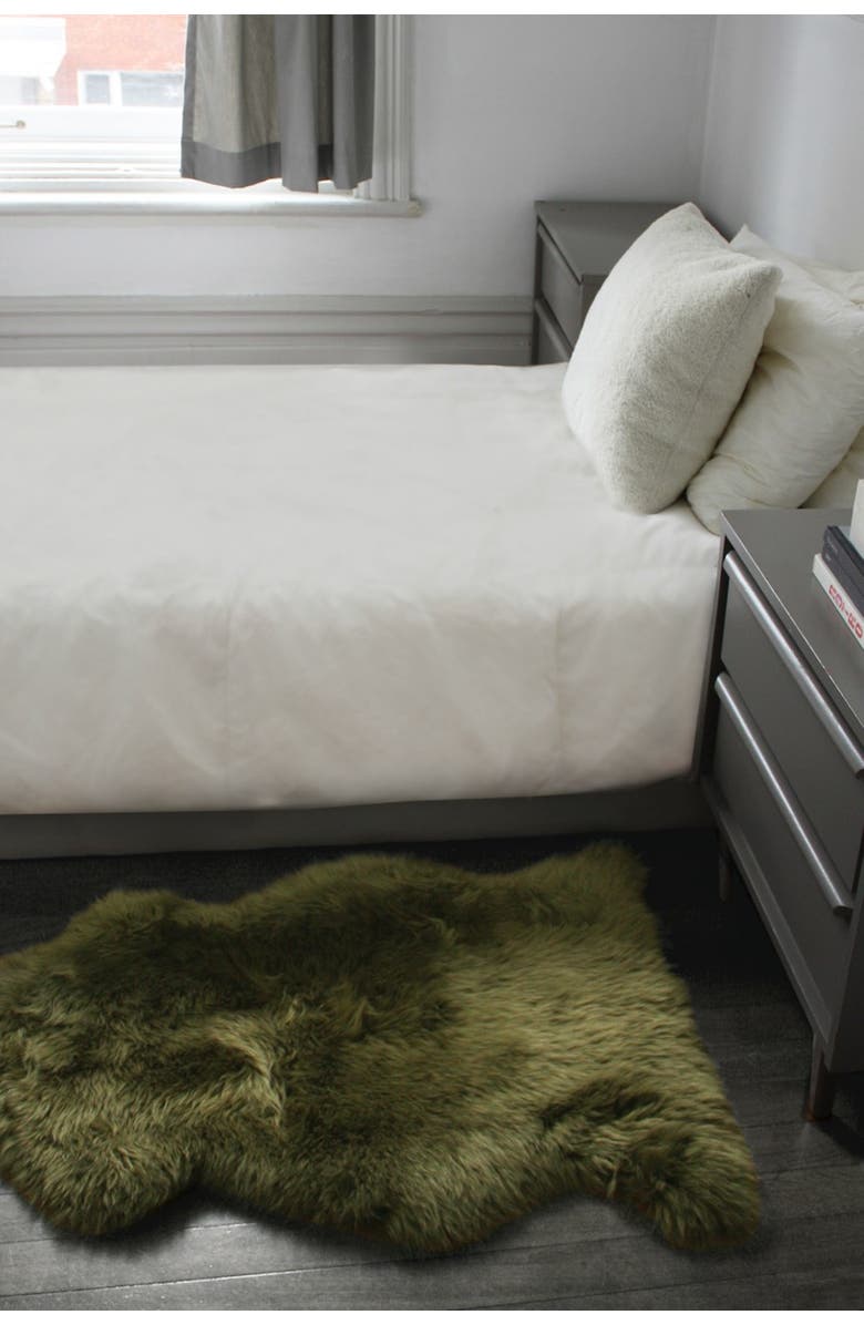 NATURAL Milan Genuine Sheepskin Shearling Throw 24" x 36", Alternate, color, Khaki