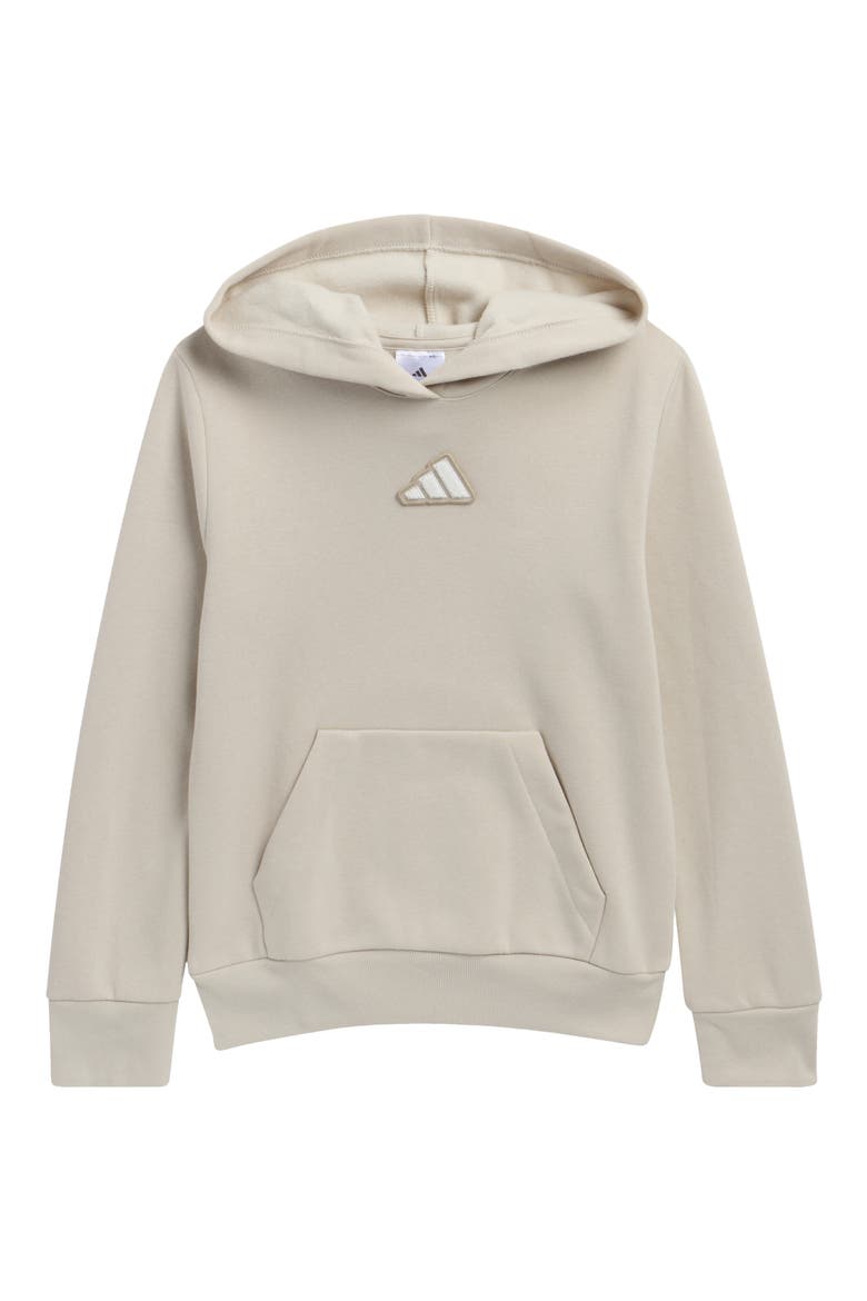 Kids' Chenille Patch Fleece Hoodie, Main, color, WONDER ALUMINA