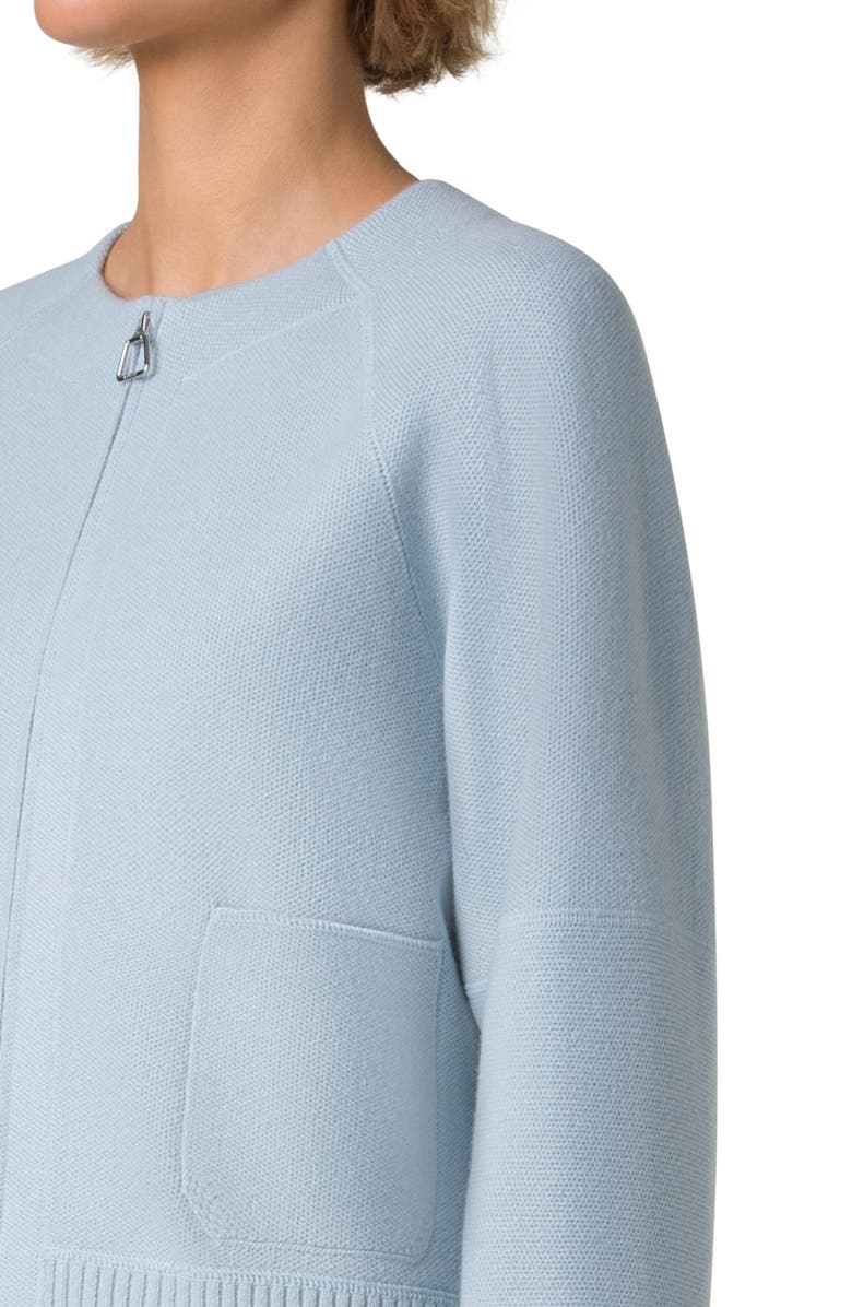 Akris Cashmere Piqué Zip Cardigan, Alternate, color, 