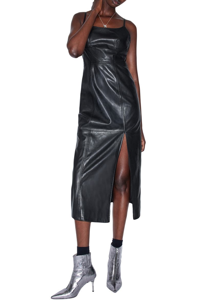 AllSaints Norlene Leather Midi Dress | Nordstrom