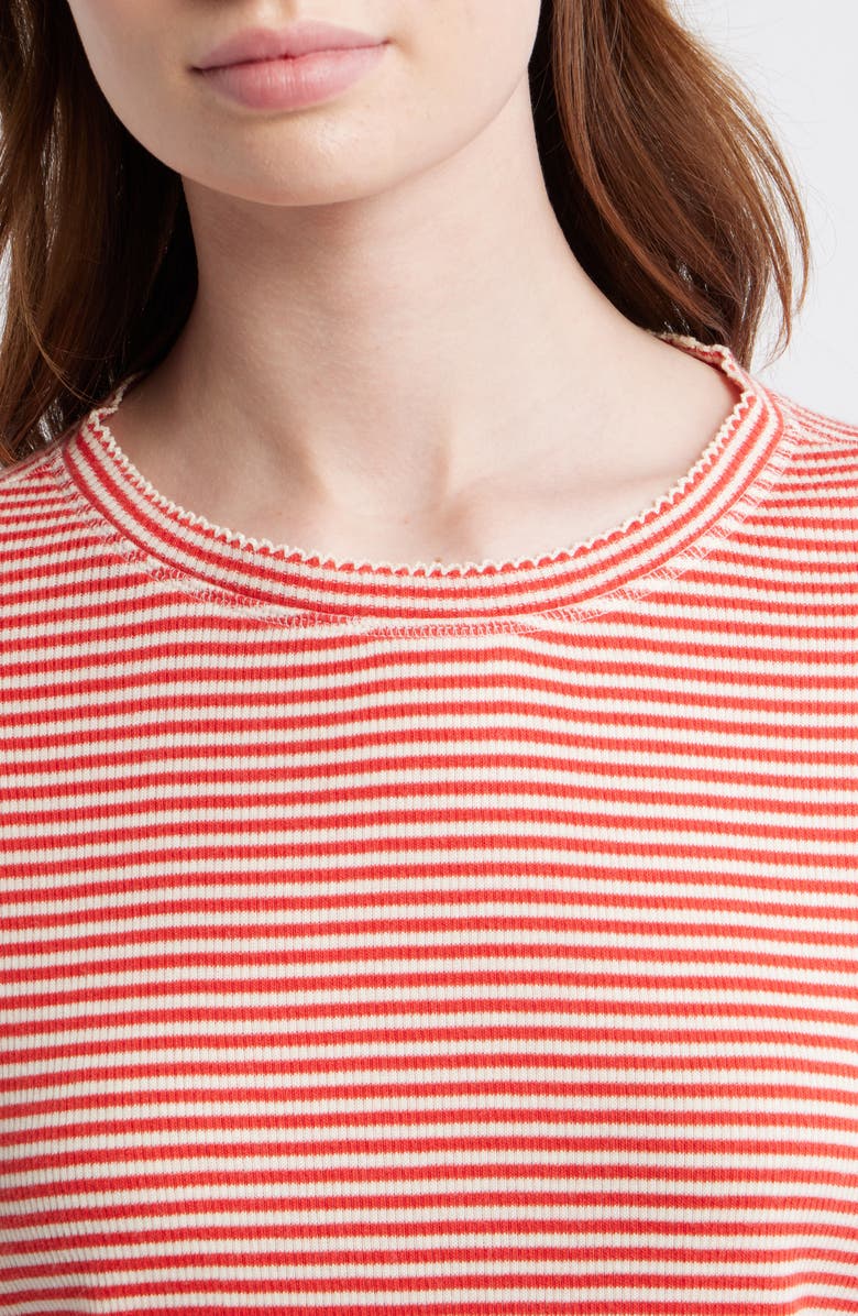 THE GREAT. The Little Stripe Cotton Blend T-Shirt, Alternate, color, Pimento Stripe