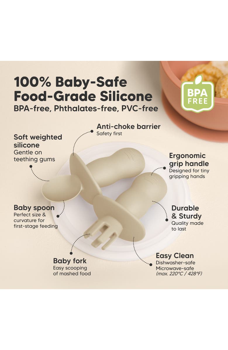 KeaBabies 2-Sets Prep Baby Spoons & Forks Set, Alternate, color, Terracotta