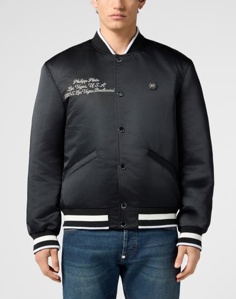 Shiny Satin Varsity Bomber Signature Las Vegas Men