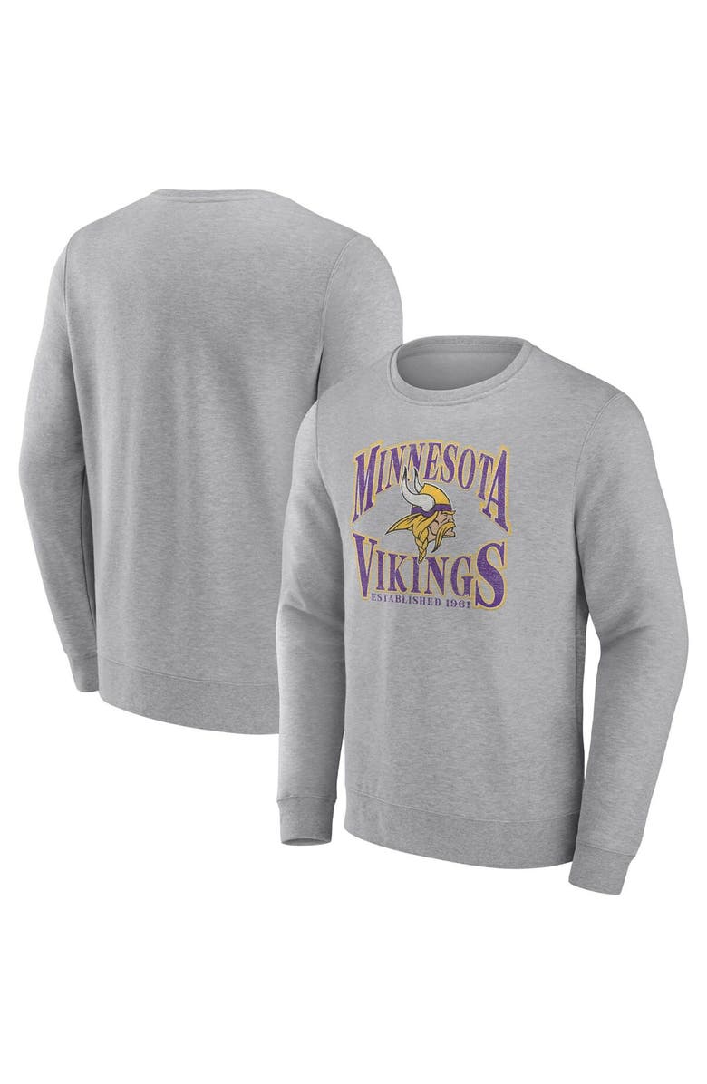 FANATICS Men's Fanatics Branded Heathered Gray Minnesota Vikings Playability Pullover Sweatshirt, Alternate, color, Heather Charcoal