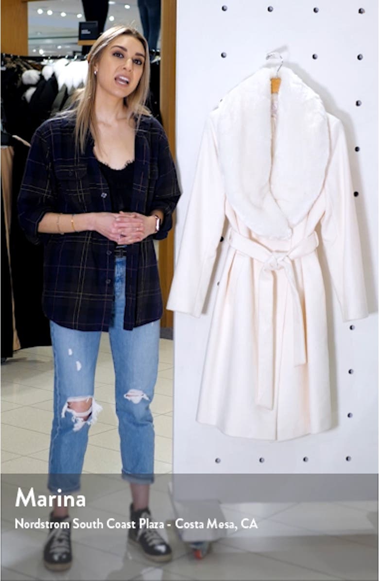 Faux Fur Collar Wool Blend Coat, sales video thumbnail