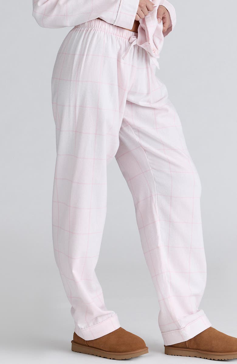 HOUSE OF CB Classic Brushed Cotton Flannel Pajamas, Alternate, color, Pink