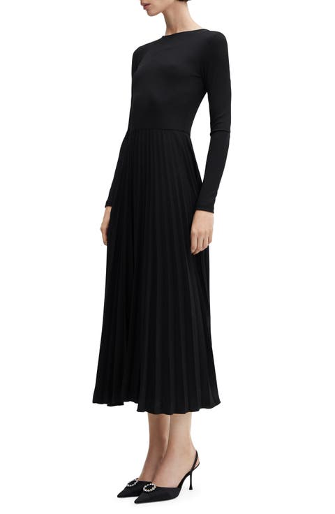 Long Sleeve Pleated Dress