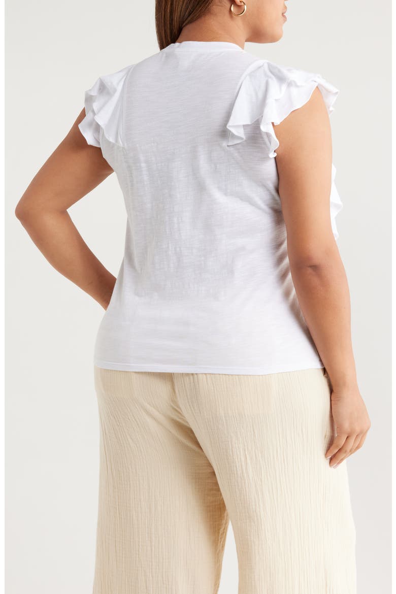Cascade Ruffle Cotton Blend Top, Alternate, color, WHITE