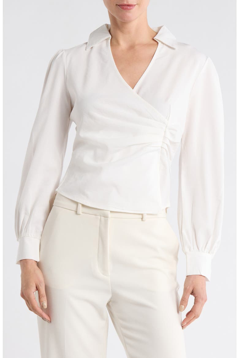 Faux Wrap Top, Main, color, OFF WHITE