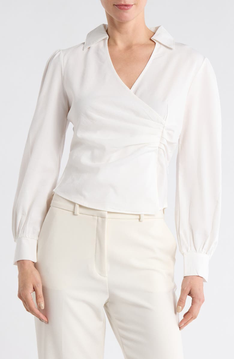 PATRIZIA LUCA Faux Wrap Top, Main, color, Off White