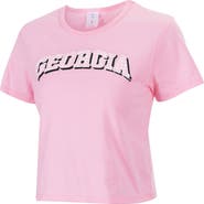 ZOOZATZ Women's ZooZatz Pink Georgia Bulldogs Gingham Logo Cropped T-Shirt