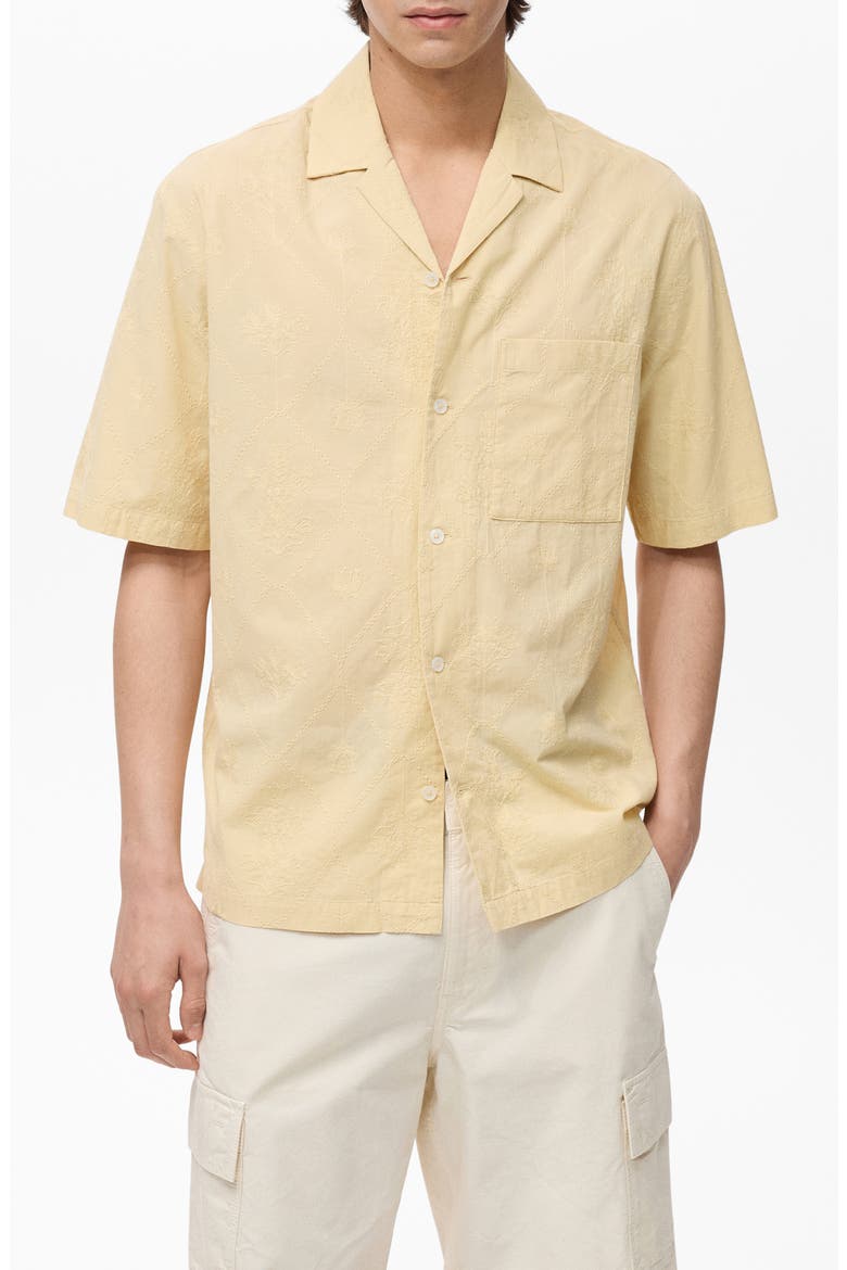 Floral Embroidered Cotton Camp Shirt, Main, color, VANILLA