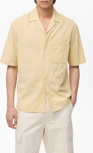 MANGO Floral Embroidered Cotton Camp Shirt