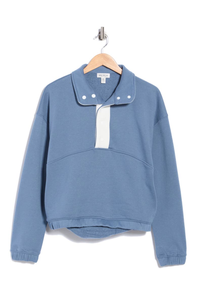 Marlo Half Snap Sweatshirt, Main, color, CHINA BLUE