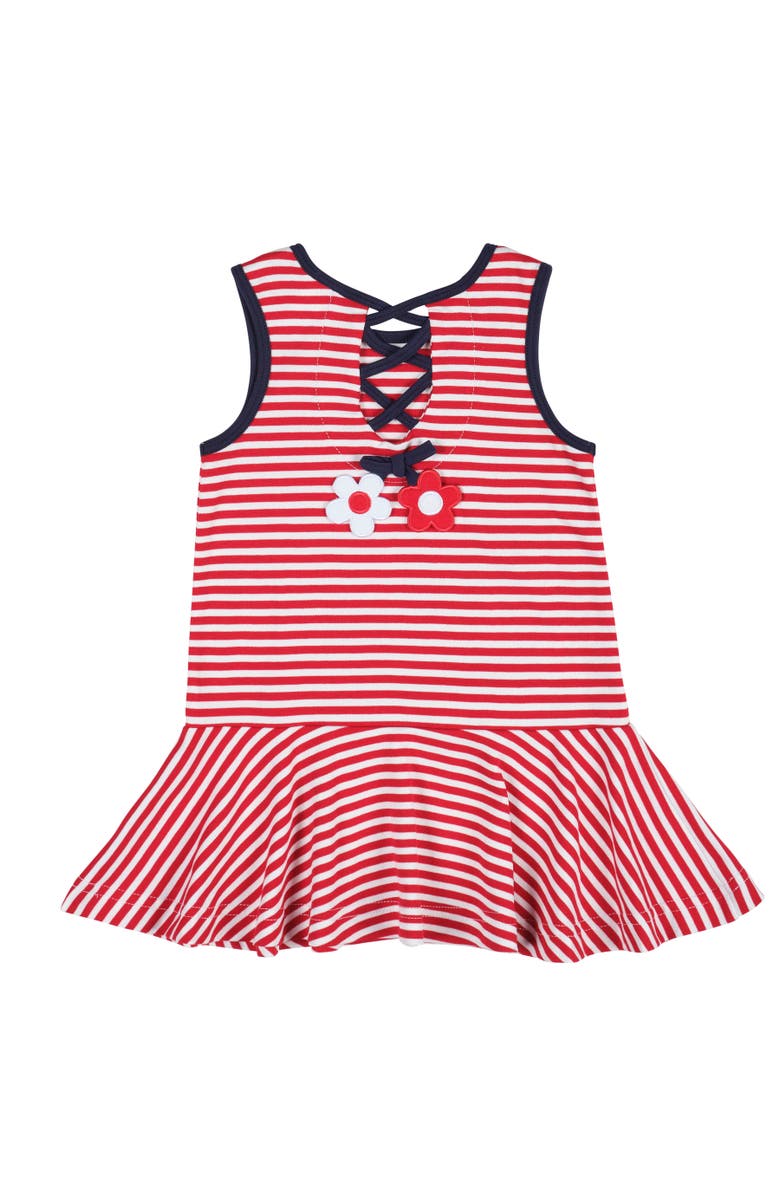 Florence Eiseman Stripe Knit Dress With Flowers, Alternate, color, Red / White