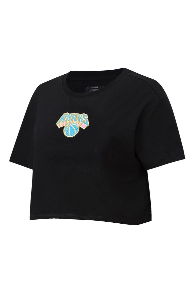 Women's Pro Standard Black New York Knicks Washed Neon Cropped Boxy T-Shirt, Alternate, color, Black