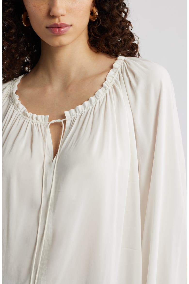 Gathered Tie Neck Top, Alternate, color, IVORY TOFU