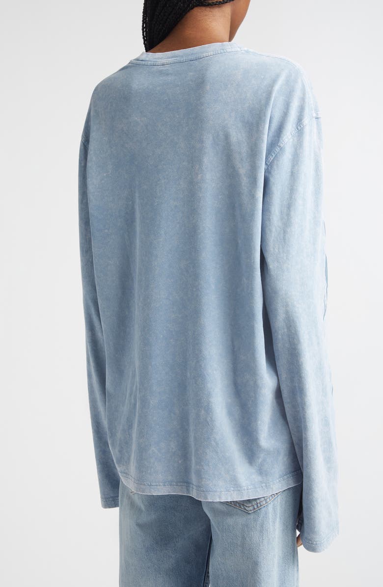 Acne Studios Edden Projection Logo Organic Cotton & Hemp T-Shirt, Alternate, color, Dirty Blue