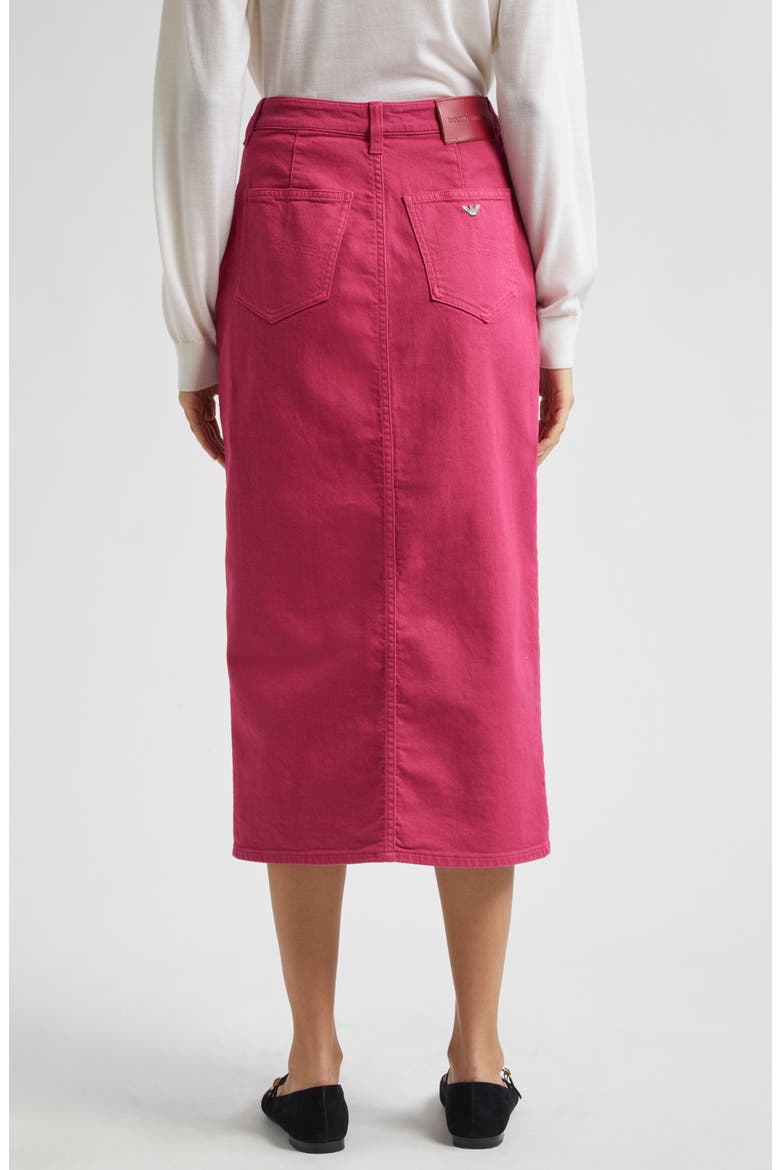 Denim Midi Skirt, Alternate, color, RASPBERRY