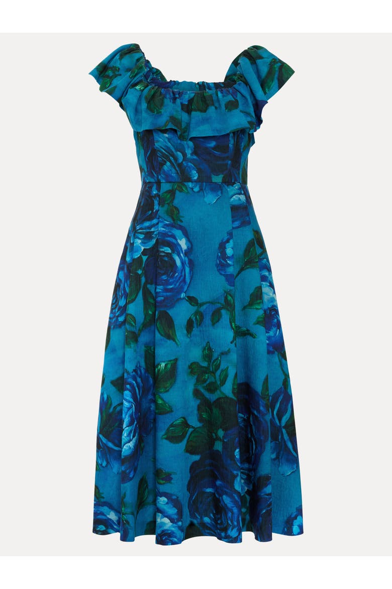 Brianne Floral Midi Dress, Alternate, color, Blue