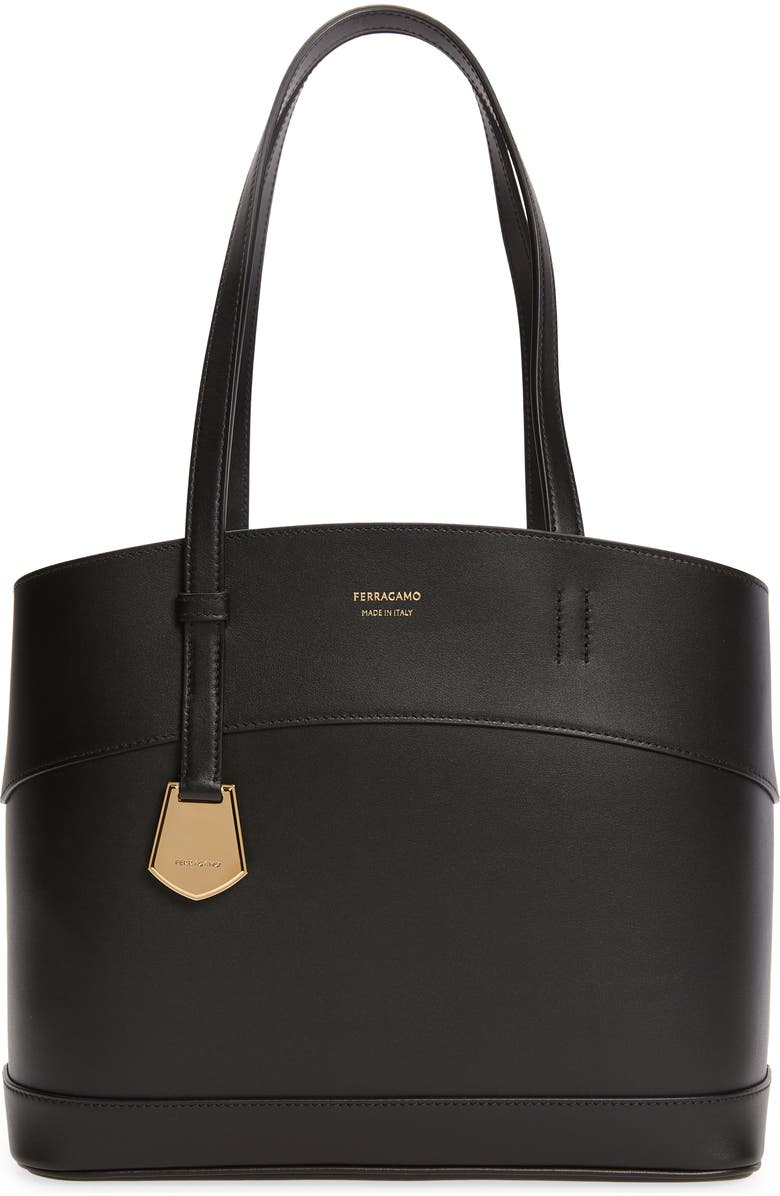 FERRAGAMO Charming Small Leather Tote, Main, color,
