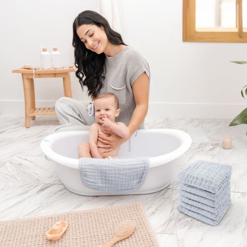 Comfy Cubs Baby Muslin Cotton Washcloths In Slate