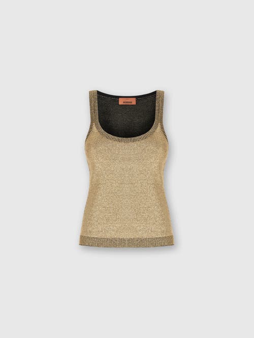Shop Missoni Glitter-effect Viscose Tank Top In Black & Gold