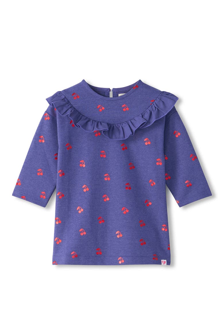 Kids' Foil Cherries Ruffled Dress, Main, color, SKIPPER BLUE