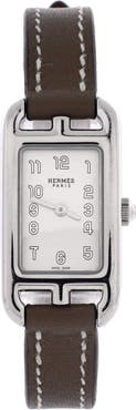 Pre-Owned Hermes Nantucket Quartz Watch Stainless Steel and Leather 17