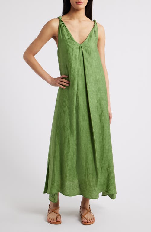 Frnch Lauria Twist Strap Texture Maxi Dress In Vert